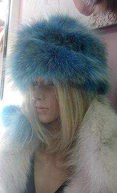 New,Natural,Real Handmade Fur Hat from Amazing colored Sky Blue and natural color shades inside FOX Fur! Light,warm,very soft,the best quality! ONE SIZE! Round shape. Internal laces with poms to adjust it on your head! Order Any color! Pictures are private property.  Made in Greece,from the best fur workshop! We take orders in any size,color,model. Wholesale-retail. No returns accepted. Blue Winter Hats One Size Fits All, Blue One-size Winter Hats, Blue Winter Hat With Short Brim, Warm Blue Hat, One Size, Blue Brimmed Hat For Winter, Blue Warm Hat One Size, Blue Warm Hat, One Size Fits All, Blue Brimmed Winter Hat, Blue Wide Brim Hat For Winter