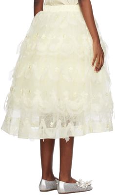 Nylon tulle skirt. Ruffled trim and floral pattern embroidered throughout. · Layered and tiered construction · Elasticized waistband · Two-pocket styling · Acetate-blend satin underlay Supplier color: Cream/Cream White Layer Cake, Layered Cake, Rich Girl, Small Wedding, Black Skirt, Ruffle Trim, Tulle Skirt, Apparel Accessories, Womens Bottoms