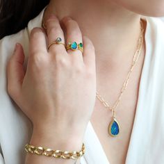 22 Karat Yellow Gold Bezel-Set Teardrop Faceted Emerald Ring on 18 Karat Yellow Gold Band. Ring size 6.5. Oval Sapphire Ring, Melissa Joy Manning, Gold Band Ring, Pendant Rings, Bridal Inspiration, Emerald Ring, Beautiful Gift Boxes, Bezel Setting, Link Bracelets