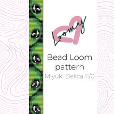 the bead loom pattern is shown in green and pink