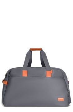 A memorable trip starts with packing. This spacious duffle bag features a water-resistant finish and dedicated storage pockets to keep your essentials safe. 21" x 12" x 7" Water resistant
 Dual top handles, optional shoulder strap Top zip closure Exterior has front zip pocket and USB charging port Interior has shoe pocket and key clasp Nylon Lined Imported Weekend Travel Bags, Carry On Suitcase, Strap Top, Strap Tops, Tablet Laptop, Travel Luggage, Travel Bag, Vintage Collection, Nordstrom Rack