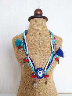 Length: Adjustable from 55 cm to 62 cm (21-24 inches). Evil eye is believed to protect people from bad eyes. Throughout history, in most cultures and religious beliefs, the eye figure has been considered a powerful talisman to evade evil. In Turkish culture, these blue-colored stones, which are believed to have absorbent properties, have been used for protection from bad eyes for a long time.  Turquoise and coral natural stones are also used in the necklace. BEST QUALITY AT REASONABLE PRICE Our products are top quality gold and silver plated. It definitely does not tarnish. We use only the top grade material for all items, lead and nickel free.  ﹎﹎﹎﹎﹎﹎﹎﹎﹎﹎﹎﹎﹎﹎﹎﹎﹎﹎﹎﹎﹎﹎ ▲ Care instruction: Please remove it before bathing or swimming. Avoid your jewelry touching chemical such as hairsprays or Indian Head Jewelry, Necklace Evil Eye, Miyuki Bracelet, Ceramic Necklace, Jewelry Turquoise, Head Jewelry, Buddha Pendant, Ethical Jewelry, Ceramic Pendant