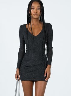 Long sleeve mini dress Slim fitting 95% polyester 5% elastane Length of size US 4 / AU 8 shoulder to hem: 78cm / 30.7in Eyes is wearing a size US 2 / AU 6 Sparkly mesh material V-neckline Ruched at sides Cross-over detail at front Good stretch Lined body Black Long Sleeve Mini Dress, Vegas Dresses, Clubbing Outfits, Dress Slim, Eve Dresses, New Years Eve Dresses, Disco Outfit, Mini Dress Black, Black Long Sleeve Dress