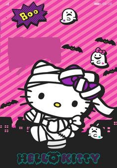 the hello kitty halloween card is shown