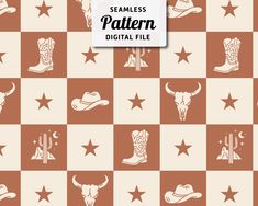 seamless pattern with cowboy boots and stars