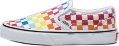 Vans Kids, White Shoes, Slip On, Rainbow, Collage, Pins, White