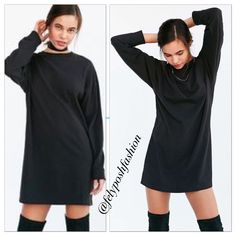 Urban Outfitters Bdg Maeby Oversized Long-Sleeve T-Shirt Dress Oversized Long-Sleeve Stretch T-Shirt Mini Dress For A Model Off Duty Vibe By Bdg. In Soft + Stretchy Cotton With A Loose Fit Featuring A Crew-Neck, Banded Trim And Mini Side-Splits At The Bottom Hem. Content + Care - Cotton - Machine Wash - Imported Size + Fit - Model Is 5'10" And Wearing Size Small - Measurements Taken From Size Medium - Chest: 45. 5" - Length: 35" Nwt Casual Black T-shirt Dress For Fall, Oversized Black T-shirt Dress For Spring, Oversized Casual T-shirt Dress For Fall, Black Oversized Crew Neck T-shirt Dress, Oversized Black Crew Neck T-shirt Dress, Casual Long Sleeve T-shirt Dress, Trendy Oversized T-shirt Dress With Crew Neck, Trendy Oversized Crew Neck T-shirt Dress, Mini T Shirt