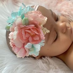 Excited to share this item from my #etsy shop: Newborn headband...Baby floral Headband.....Vintage inspired hand crafted floral bouquet headband mini floral crown Floral Shabby Chic, Headband Vintage, Chic Headband, Lavender Bouquet, Girl Headbands, Newborn Headband, Stretch Headband, Baby Tutu, Baby Bloomers