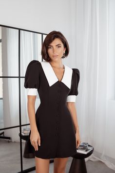 Fabric: Crepe Viscose 50%, Polyester 40%, Elastane 10% Collared neckline Puffed sleeves Short sleeve Button down Mini length Blouse Sale, Silk Slip Dress, Puff Sleeve Dresses, Short Sleeve Mini Dress, Midi Dress With Sleeves, Versatile Dresses, Understated Elegance, Puffed Sleeves, Midi Dress Sleeveless