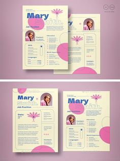 two pages of a brochure with pink flowers on the front and back side