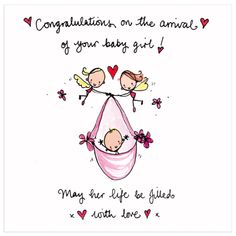 congratulations card with two babies in a hammock