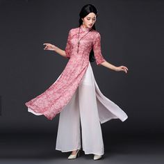 Chinese Dress Modern, Qi Pao, Cheongsam Modern, White Wide Leg Pants, Traditional Chinese Dress, Qipao Dress, Cheongsam Dress, Chinese Dress, Pantalon Large