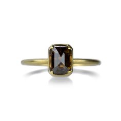 Gabriella Kiss Emerald Cut Brown Diamond Ring | Quadrum Gallery Brown Engagement Ring Simple, Brown Hand Engagement Ring, Engagement Rings Brown Diamond, Brown Diamond Ring Engagement, Brown Engagement Ring, Elegant Brown Diamond Wedding Ring, Classic Brown Gemstone Rings, Light Brown Diamond Ring, Brown Engagement Rings