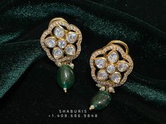 Emerald stud,polki stud,polki diamond jewelry in silver,big studs,indian jewelry,statement jewelry-SHABURIS Studs Indian, Diamond Ornaments, Silver Market, Silver Collection, All Gems, Jewelry Care Instructions, Jewelry Statement, Gem Stones, Bride Jewellery