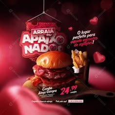 the ad for arrai do apana naddo is shown with bacon, cheese and french fries