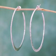 Taxco Artisan Crafted Sterling Silver Half Hoop Earrings - Infinite Circle | NOVICA Half Hoop Earrings, Turquoise Pendant Necklace, Sterling Necklaces, Necklace Craft, Modern Necklaces, Silver Work, Sterling Silver Dangle Earrings, Lovely Earrings, Glass Bead Necklace