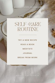 In diesem Post möchte ich gleich 50 Self Care Ideen und Wellness Tipps bündeln, sodass ihr gleich einen Haufen an tollen Möglichkeiten in einem Post findet. #Selfcare #Selbstliebe #Wohlbefinden #Wellness #SelfcareIdeen #Selbstfürsorge #Achtsamkeit #achtsamleben #gesundleben #slowliving #slowlife #pause #elisazunderblogazine #gesundheit #mind #mindset #longevitiy Self Esteem Quotes, Self Help Book, Night Routine, Gratitude Journal, Self Care Routine, Empowering Quotes, Me Time, Self Esteem, Self Improvement