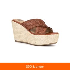 in stock Chic Brown Sandals For Beach Season, Chic Brown Wedge Sandals With Woven Sole, Brown Synthetic Wedge Sandals For Summer, Brown Wedge Sandals With Woven Sole For Summer, Chic Leather Wedge Sandals For Beach Season, Brown Summer Wedge Sandals With Woven Sole, Summer Brown Wedge Sandals With Woven Sole, Summer Brown Heels For Beach Season, Brown Wedge Sandals For Beach Season