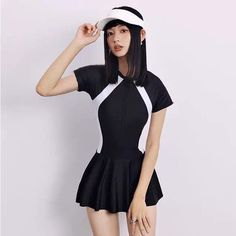 Question? Leave On The Comment Below! Trendy Black Mini Dress For Beach, Trendy Black Beach Mini Dress, Casual Black Swim Dress, Fitted Black Swim Dress For Beach, Black Fitted Swim Dress For Beach, Fitted Black Swim Dress For Summer, Black Swim Dress For Summer Party, Fitted Black Swim Dress For Spring, Fitted Black Spring Swim Dress