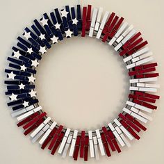 an american flag wreath made out of legos in the shape of stars and stripes