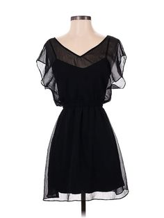 Express Cocktail Dress Size: X-Small Black Dresses - used. 100% POLYESTER, Popover, Ruffles, Short, Short Sleeve | Express Cocktail Dress - Popover: Black Dresses - Used - Size X-Small Small Black Dress, Black Cocktail, Black Cocktail Dress, Black Dresses, Ruffles, Cocktail Dress, Women Handbags, Black Dress, Womens Dresses