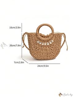 Bird in Bag - Exquisitely Crafted Artisan Woven Handbag, Enhanced with Elegant Shell Embellishments and Secure Drawstring Closure - Ideal Choice for Sophisticated Womens Daily, Professional, and Travel Needs Elegant Beige Beach Bag With Handles, Elegant Handheld Woven Bags, Elegant Beach Bag With Adjustable Strap In Natural Color, Elegant Bag With Braided Handles For Vacation, Elegant Bags With Braided Handles For Vacation, Elegant Handheld Bags For Vacation, Elegant Vacation Bags With Braided Handles, Elegant Handheld Vacation Bags, Elegant Beach Shoulder Bag