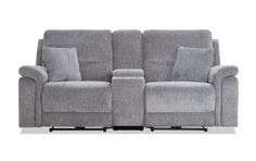 the reclining loveseat with two seats in grey fabric