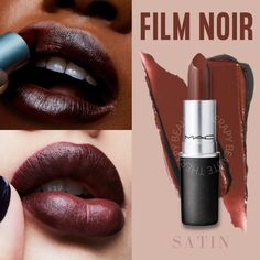 **New In Box** Expires 9/24 Fullsize Satin Finish Intense Brown Creamy Medium-To-Full Buildable Coverage Mac Film Noir Lipstick, Mac Film Noir, Dark Brown Lipstick, Mac Satin Lipstick, Mac Cosmetics Lipstick, Brown Lipstick, Makeup Party, Deep Autumn, Satin Lipstick