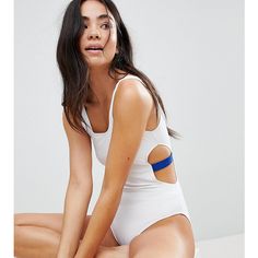 Monki Contrast Cut Out Side Swimsuit (540 ZAR) ❤ liked on Polyvore featuring swimwear, one-piece swimsuits, white, cut out swimsuit, side cut out swimsuit, swim suits, white bathing suit and cut out bathing suit White Bathing Suit, Monochrome Fashion, Cut Out Swimsuits, White Swimsuit, New Fashion Trends, Fast Fashion, Beach Outfit