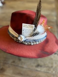 Personalized Custom Wide Brim Hats / Fedoras - Etsy Customizable Brown Hat With Flat Brim, Customizable Brown Flat Brim Hat, Customizable Red Hat, Red Customizable Adjustable Hat, Custom Red Brimmed Hat, Artisan Red Hat With Short Brim, Artisan Red Hat With Curved Brim, Custom Flat Bill Hat One Size, Customizable Adjustable Short Brim Hat