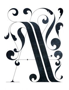 the letter n is made up of swirly black letters