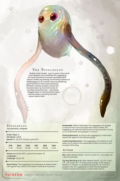 A watery aberration with tentacles including TTRPG gameplay rules Dnd Druid, Dnd World Map, D D Monsters, The Horrors, Dnd Monsters