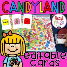 the candy land editable for sight words is shown in front of a pink background