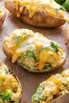 baked potatoes with broccoli and cheese on top