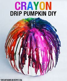 the instructions for how to make crayon drip pumpkins