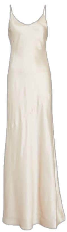 Cream Silk Slip Dress With Spaghetti Straps, Beige Silk Slip Dress For Wedding, Elegant Cream Satin Slip Dress, Fitted Cream Satin Slip Dress, Fitted Cream Slip Dress With Bias Cut, Chic Cream Slip Dress With Spaghetti Straps, Formal Beige Satin Slip Dress, Formal Beige Silk Slip Dress, Formal Cream Satin Slip Dress