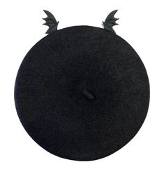 This is such a precious twist on a beret. This wool beret features black PVC bat wings on the front like lil' horns. Fits on teens and adults (up to 22" heads). Wool Beret, Black Pvc, Bat Wing, Wool Berets, Beret Hat, Bat Wings, Bat, Twist, Wool