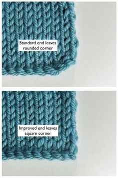 two rows of blue yarn with text describing how to crochet the same stitch