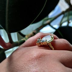 Moonstone, Labrodorite, and 14K Yellow Gold come together in this one of a kind statement ring. Organic texture abounds! A pretty cocktail ring for someone who likes to make a statement. One of a kind. Pretty Cocktail, Pretty Cocktails, Jewel Wedding, Recycled Silver, Recycled Gold, Come Together, Cocktail Ring, Cocktail Rings, Statement Ring