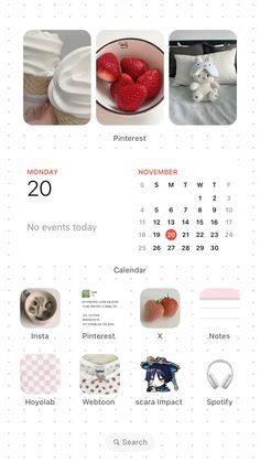 an image of a calendar with pictures and words on the front page, including strawberries