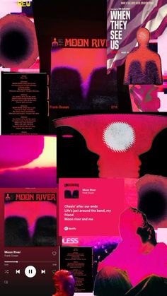 the cover art for moon river is shown in pink and purple tones, with an image of a woman's head