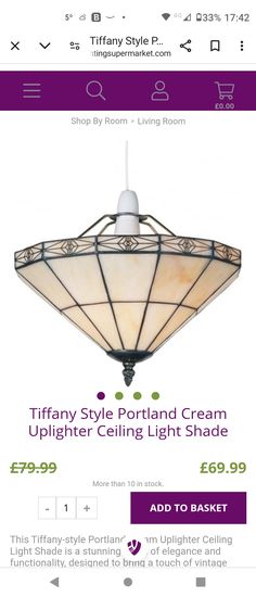 the tiffany style portland cream uplighter ceiling light shade is $ 699 99