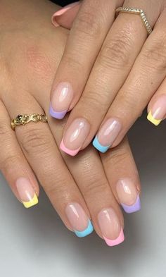 Beautiful Nail Art Classy Gel Nails, Slay Nails, Rainbow French, Gel Nails French, Simple Gel Nails, French Tip Acrylic Nails, Cute Gel Nails, Short Acrylic Nails Designs, Rainbow Nails