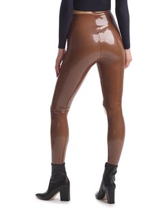 These high-shine leggings are made from a four-way stretch patent with great recovery. Constructed with commando's signature smoothing internal waistband and a flattering high-rise, these patent leggings are a show stopper.   Product Description  Product Details   Leg (62% polyurethane, 36% viscose, 2% elastane); waist (78% nylon 22% elastane)  Front rise: 11 5/8" ; inseam: 29 3/8" for size medium Fit-tested by real women Four-way stretch and recovery Sizes XS-XL have no side seams, 1X -3X have Faux Patent Leather Leggings, Patent Leather Leggings, Leather Legging, Women Legs, Faux Leather Leggings, Leather Leggings, Real Women, Leather Fabric, Skirt Top