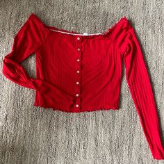 Pacsun Red Long Sleeve Crop Top, Size Medium, Very Soft & Stretchy Material, Never Worn, In Perfect Condition, Feel Free To Make Offers!:) Red Stretch Summer Tops, Red Stretch Tops For Spring, Stretch Red Top For Spring, Stretch Red Tops For Spring, Red Vacation Top For Fall, Casual Red Tops For Day Out, Trendy Red Tops For Beach, Red Long Sleeve Crop Top, Pacsun Tops