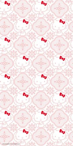 a hello kitty wallpaper with red bows on it