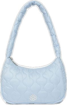 Everyday Light Blue Shoulder Bag With Zipper, Trendy Blue Baguette Bag With Removable Pouch, Trendy Blue Shoulder Bag With Zipper Closure, Blue Quilted Shoulder Bag For Everyday Use, Trendy Blue Quilted Bag, Blue Quilted Shoulder Bag For Travel, Trendy Blue Nylon Shoulder Bag, Blue Quilted Shoulder Bag For Daily Use, Blue Quilted Bags For Daily Use