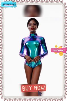 Europe and America Nightclub Performance Multi-color Long Sleeve Zipper Jumpsuit Leather Sexy Wear High Stretch Bodysuit For Club, Green High Stretch Bodysuit For Party, Disco Style Stretch Bodysuit For Club, High Stretch Blue Bodysuit For Party, Multicolor Long Sleeve Bodysuit For Night Out, Stretch Disco Bodysuit For Club Wear, Green Club Bodysuit, Black Party Bodysuit With Zipper Closure, Blue Long Sleeve Bodysuit For Club