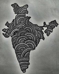 an intricate black and white image of india