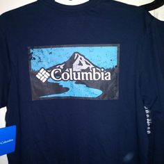 Mens Size Small. 2 Available. Nwt Retails $30 Outdoor Blue Cotton Tops, Blue Cotton Tops For Outdoor, Blue Cotton Outdoor T-shirt, Outdoor Blue Cotton T-shirt, Blue Crew Neck Shirt For Outdoor, Blue Pre-shrunk Long Sleeve Shirt, Blue Graphic Print Top For Outdoor, Blue Cotton Shirt For Outdoor, Columbia Tshirt